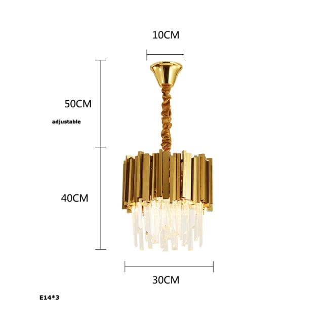 LED Postmodern Round Golden Stainless Steel Crystal Chandelier Lighting Lustre Suspension Luminaire Lampen For Dinning Room