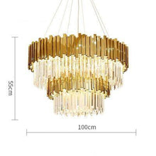 Load image into Gallery viewer, LED Postmodern Round Golden Stainless Steel Crystal Chandelier Lighting Lustre Suspension Luminaire Lampen For Dinning Room
