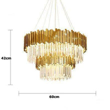 Load image into Gallery viewer, LED Postmodern Round Golden Stainless Steel Crystal Chandelier Lighting Lustre Suspension Luminaire Lampen For Dinning Room
