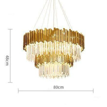 Load image into Gallery viewer, LED Postmodern Round Golden Stainless Steel Crystal Chandelier Lighting Lustre Suspension Luminaire Lampen For Dinning Room
