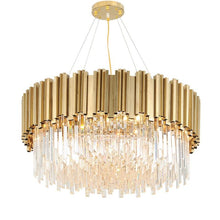 Load image into Gallery viewer, LED Postmodern Round Golden Stainless Steel Crystal Chandelier Lighting Lustre Suspension Luminaire Lampen For Dinning Room
