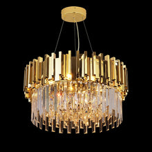 Load image into Gallery viewer, Modern Crystal Chandelier Lighting, Crystal and Gold, 23.6in x 11.1 inches
