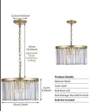 Load image into Gallery viewer, Modern Crystal Chandelier,Gold Chandelier 4 Lights H8.26” X W13”
