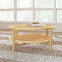 Load image into Gallery viewer, Natural Cane Coffee Table with Solid Wood, Rattan coffee table, Cane living room furniture
