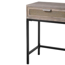 Load image into Gallery viewer, New!!! Rattan Cane Rustic Console Table with 2 Drawers Entryway Hallway, Now in GRAY washed wood!
