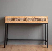 Load image into Gallery viewer, New!!! Rattan Cane Rustic Console Table with 2 Drawers Entryway Hallway
