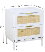 Load image into Gallery viewer, Rattan 2 drawer nightstand, bedside table, accent table, side table. Bedroom furniture
