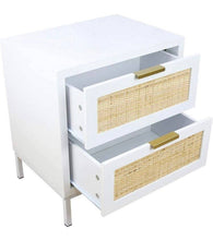 Load image into Gallery viewer, Rattan 2 drawer nightstand, bedside table, accent table, side table. Bedroom furniture
