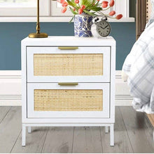 Load image into Gallery viewer, Rattan 2 drawer nightstand, bedside table, accent table, side table. Bedroom furniture
