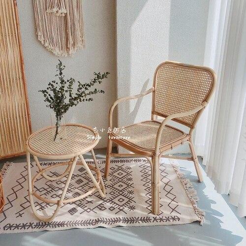 Rattan Armchair Dining Chair Handmade Real Rattan Simple Rattan Chair