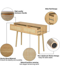 Load image into Gallery viewer, Rattan Cane Accent Table with storage drawers, entry table, sofa table, side table
