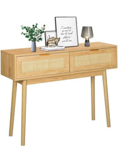 Load image into Gallery viewer, Rattan Cane Accent Table with storage drawers, entry table, sofa table, side table
