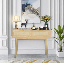 Load image into Gallery viewer, Rattan Cane Accent Table with storage drawers, entry table, sofa table, side table
