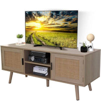 Load image into Gallery viewer, Rattan Cane Farmhouse Media Console Cabinet, TV stand, midcentury modern
