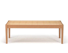 Load image into Gallery viewer, Rattan Cane solid wood bench, available in Natural or White
