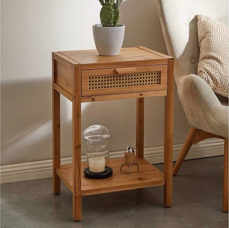 Rattan Nightstand, accent table, side table.