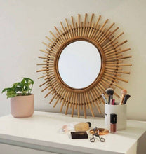 Load image into Gallery viewer, Rattan Sun Round Mirror, circular Accent Mirror, 60 cm
