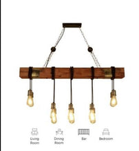 Load image into Gallery viewer, Rustic wood beam Ceiling Light Fixture Farmhouse Chandelier Hanging Industrial Pendant Lighting
