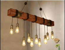 Load image into Gallery viewer, Rustic wood beam Ceiling Light Fixture Farmhouse Chandelier Hanging Industrial Pendant Lighting
