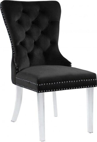 Velvet Dining Chair, Chair with Nail Head detail, Chair with Acrylic Leg