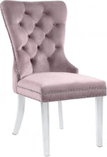 Load image into Gallery viewer, Velvet Dining Chair, Chair with Nail Head detail, Chair with Acrylic Leg
