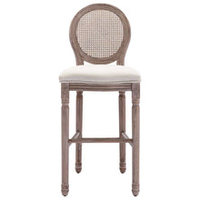 Load image into Gallery viewer, French Style Cane Back Bar Stools Cream Linen White, Set of 2 - STYLE LOFT HOME
