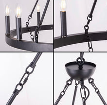 Load image into Gallery viewer, Black Wagon Wheel Chandelier 2 Tier - STYLE LOFT HOME
