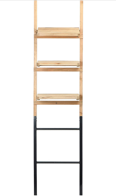 Wood Shelf Metal Base Decorative Ladder, Natural - STYLE LOFT HOME