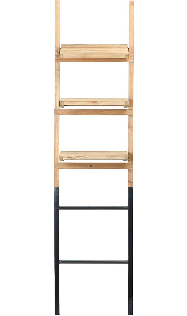 Wood Shelf Metal Base Decorative Ladder, Natural - STYLE LOFT HOME