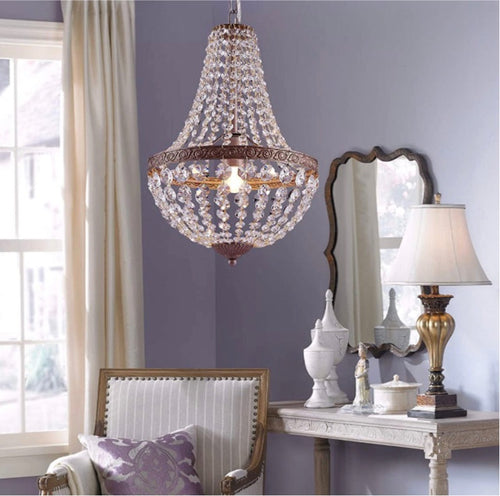 Modern French Empire Finish Farmhouse Crystal Pendant Chandelier - STYLE LOFT HOME