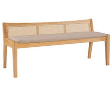 Load image into Gallery viewer, Rattan Cane Wood Bench with Back in Beige - STYLE LOFT HOME
