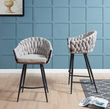 Load image into Gallery viewer, Bar and Counter Stools, Chunky Woven Upholstered - STYLE LOFT HOME
