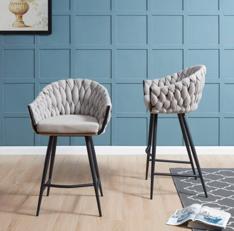 Bar and Counter Stools, Chunky Woven Upholstered - STYLE LOFT HOME