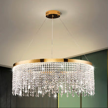 Load image into Gallery viewer, Modern Round Crystal Chandelier with Gold Accents, available in 1 or 3 tiers - STYLE LOFT HOME
