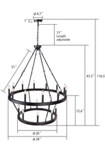 Load image into Gallery viewer, Black Wagon Wheel Chandelier 2 Tier - STYLE LOFT HOME
