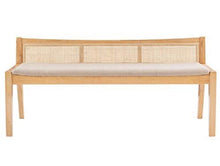 Load image into Gallery viewer, Rattan Cane Wood Bench with Back in Beige - STYLE LOFT HOME
