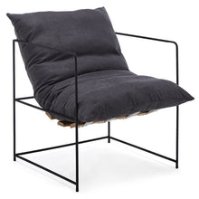 Load image into Gallery viewer, INDUSTRIAL LOFT UPOLSTERED BLACK IRON FRAME ACCENT CHAIR - STYLE LOFT HOME
