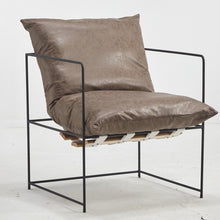 Load image into Gallery viewer, INDUSTRIAL LOFT UPOLSTERED BLACK IRON FRAME ACCENT CHAIR - STYLE LOFT HOME
