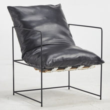 Load image into Gallery viewer, INDUSTRIAL LOFT UPOLSTERED BLACK IRON FRAME ACCENT CHAIR - STYLE LOFT HOME
