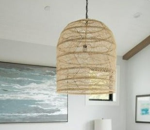 Rattan Bell Pendant, Natural Open Weave Cane - STYLE LOFT HOME